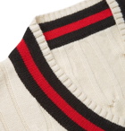 Maison Margiela - Striped Cable-Knit Wool Sweater - Men - Off-white