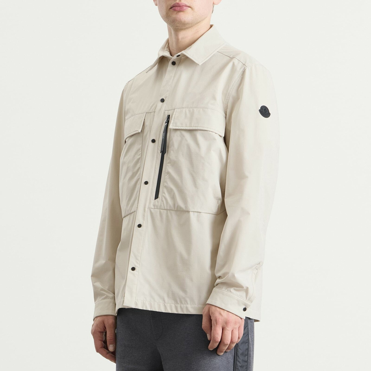 Moncler Men's Ripstop Zip Shirt in Off-White