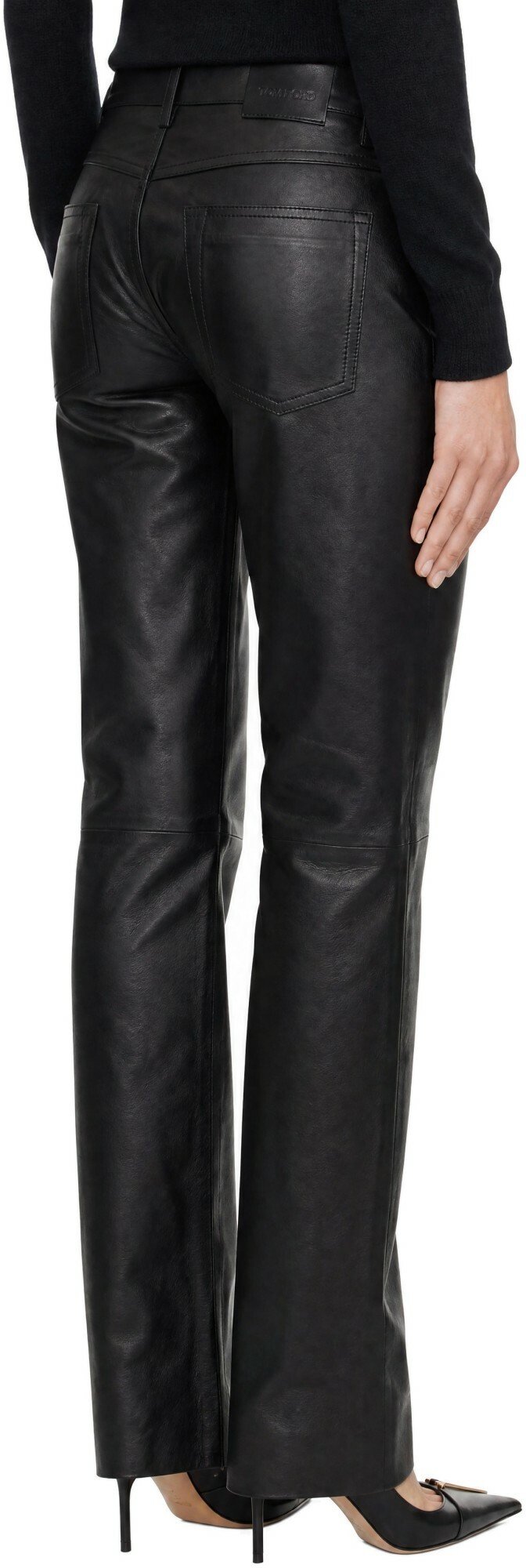 TOM FORD Black Five-Pocket Leather Trousers