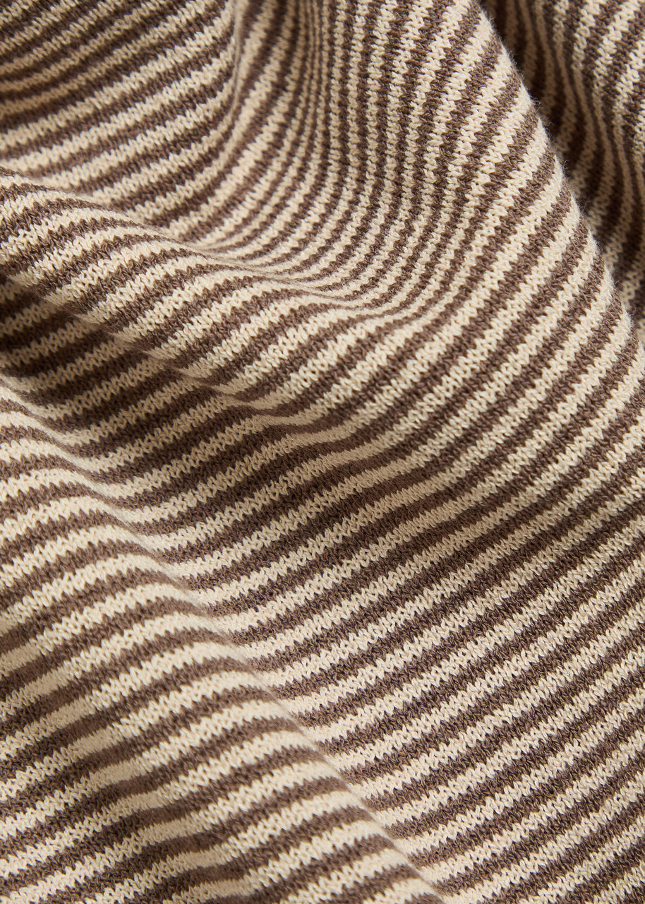 Raith Antonio Striped Knit Polo Shirt Brown