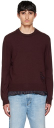 Maison Margiela Burgundy Distressed Sweater