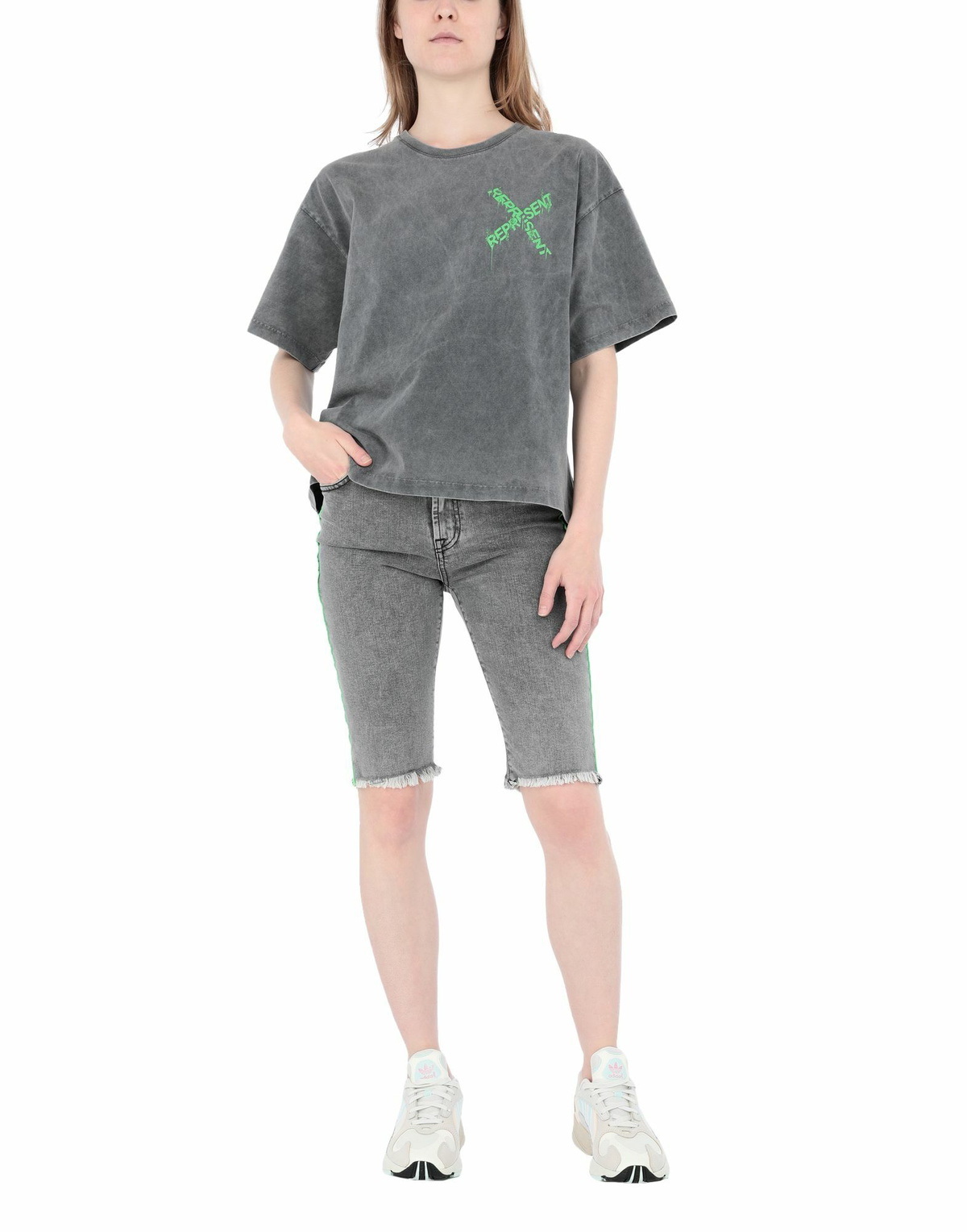 Represent Denim Riding Skirt Womens Denim shorts in Grey