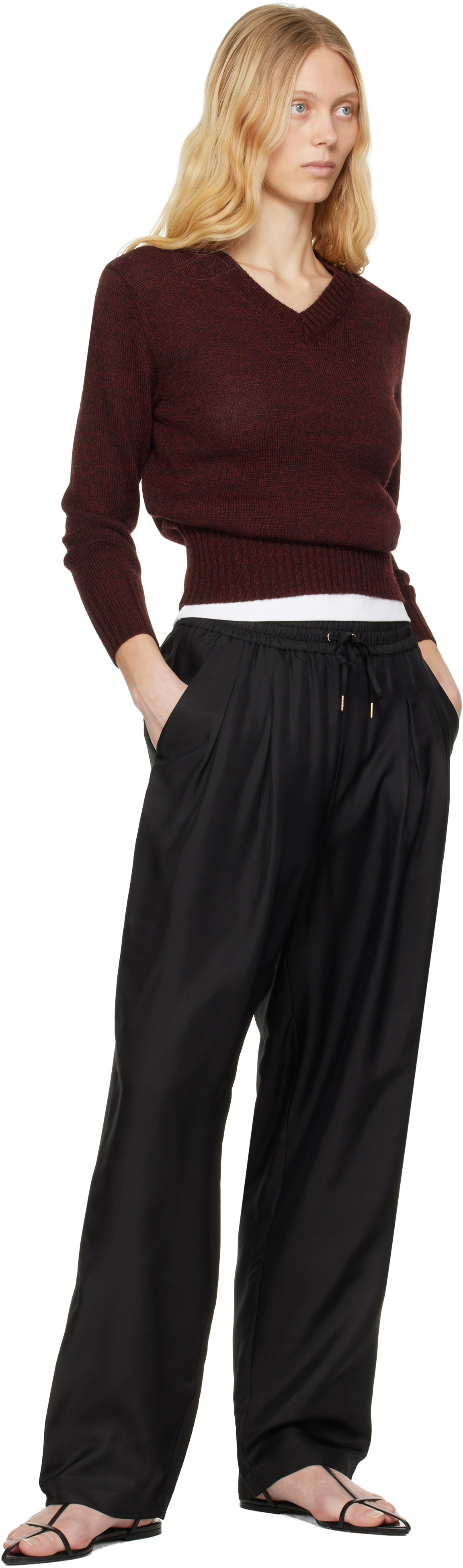 Silk Laundry Black Twill Slouch Lounge Pants