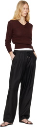 Silk Laundry Black Twill Slouch Lounge Pants