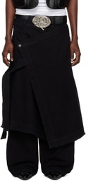 LU'U DAN Black Apron Denim Skirt