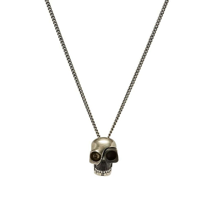 Photo: Alexander McQueen Men's Stacked Fragment Skull Necklace in Silver/Black