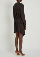 Christopher Esber Draped Asymmetric Jersey Midi Dress Dark Brown