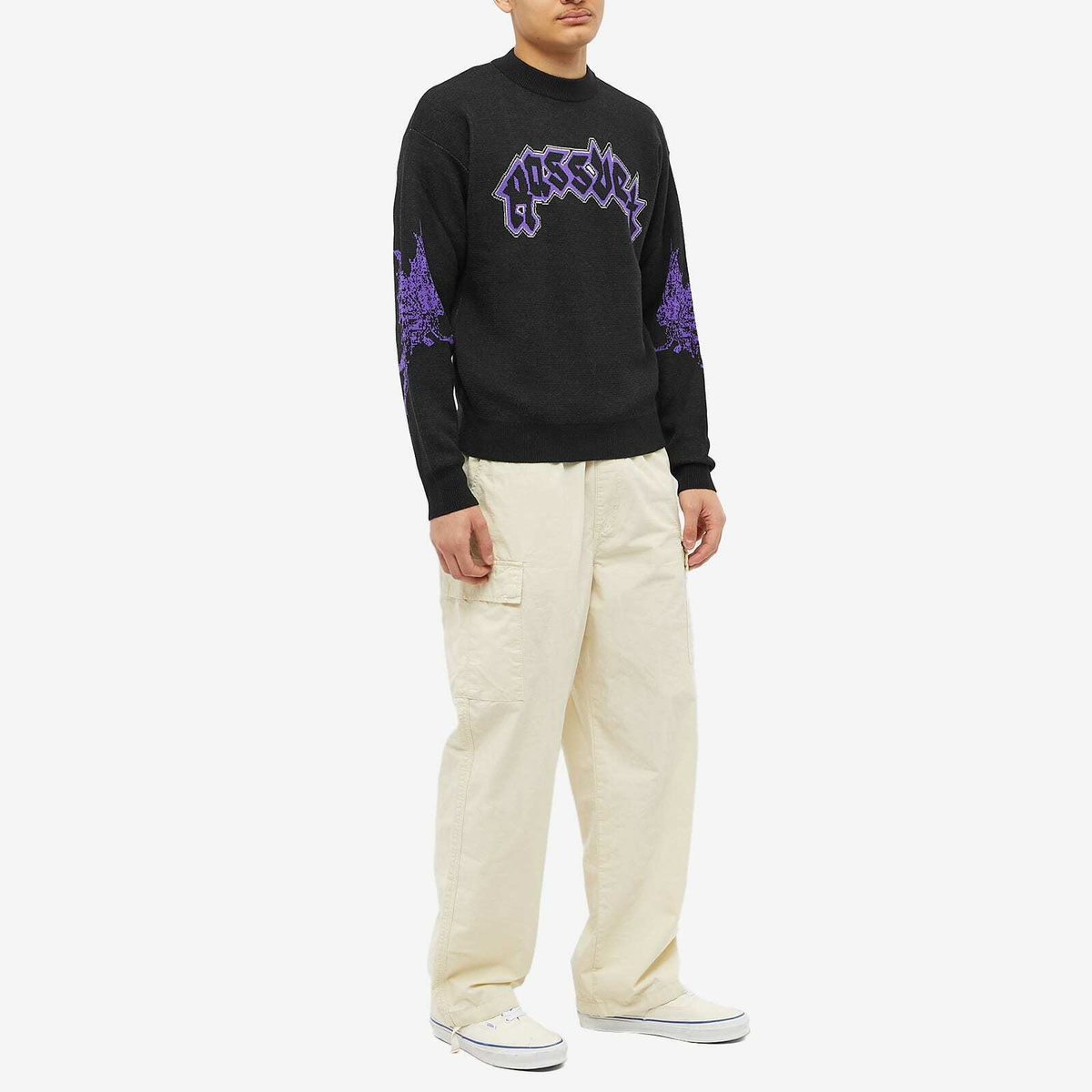 PACCBET Men's Goth Logo Crew Knit in Black