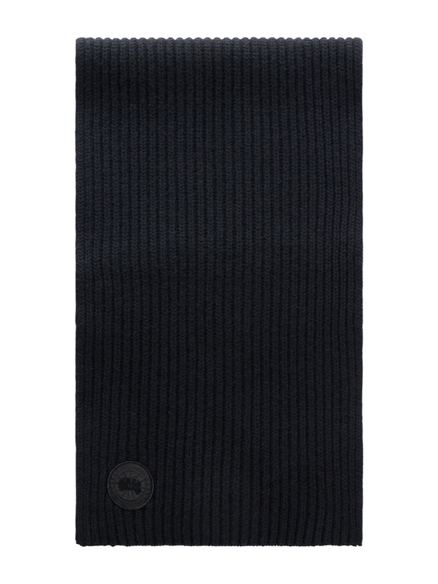 Photo: Canada Goose - Logo-Appliquéd Ribbed Wool and Cashmere-Blend Scarf - Black