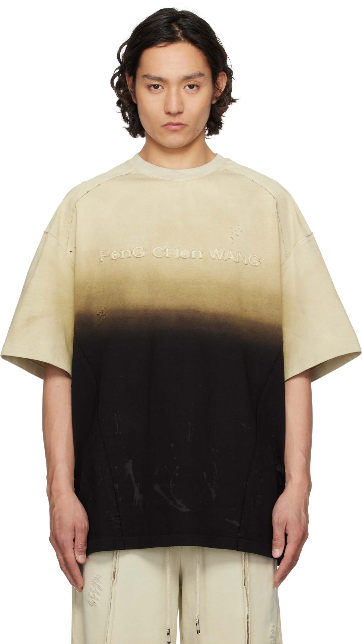 Feng Chen Wang White Double Collar Long Sleeve T-Shirt Feng