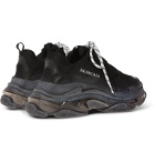 Balenciaga - Triple S Clear Sole Mesh, Nubuck and Leather Sneakers - Black