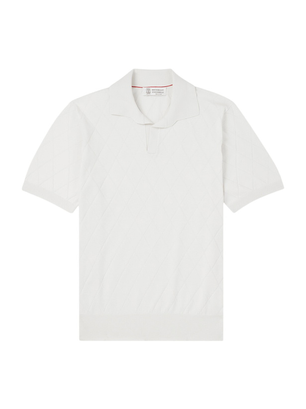 Photo: Brunello Cucinelli - Open-Collar Knitted Cotton Polo Shirt - Neutrals