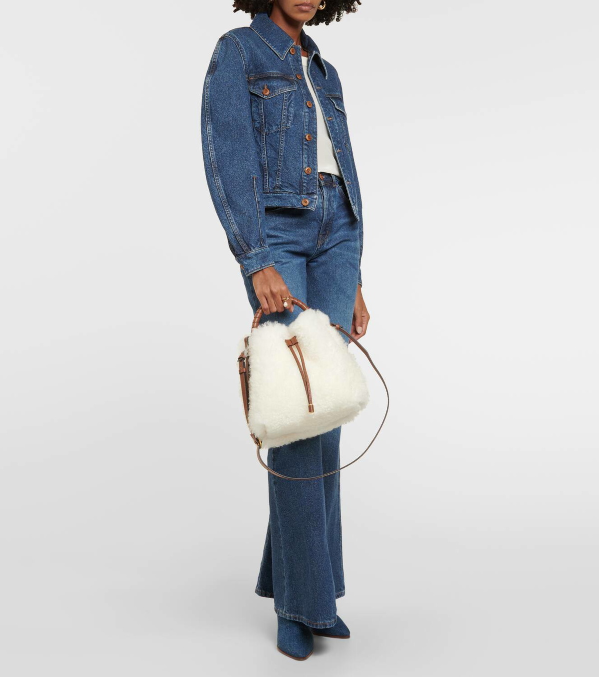 Chloé Marcie Small shearling bucket bag