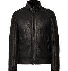 Belstaff - Westlake 2.0 Slim-Fit Leather-Trimmed Shearling Biker Jacket - Black