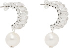 Magda Butrym Silver Pearl Drop Half Hoop Earrings