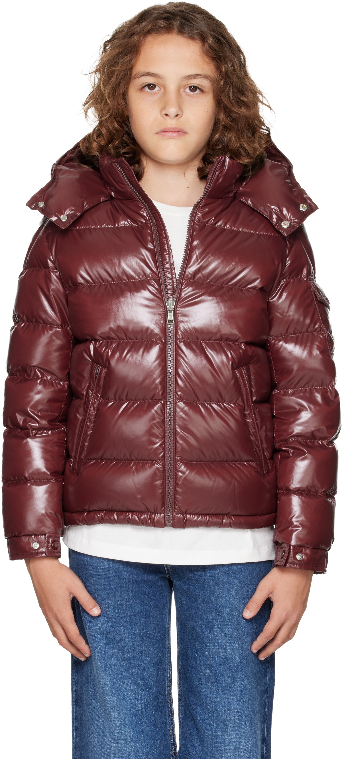 モンクレール ダウン MONCLER Enfant 12A ボルドー Moncler Enfant Big Kids Burgundy Maya Hooded Down Jacket Moncler