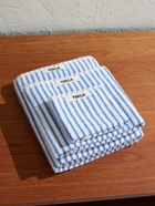 TEKLA - Set-of-Three Logo-Appliquéd Striped Organic Cotton-Terry Towels