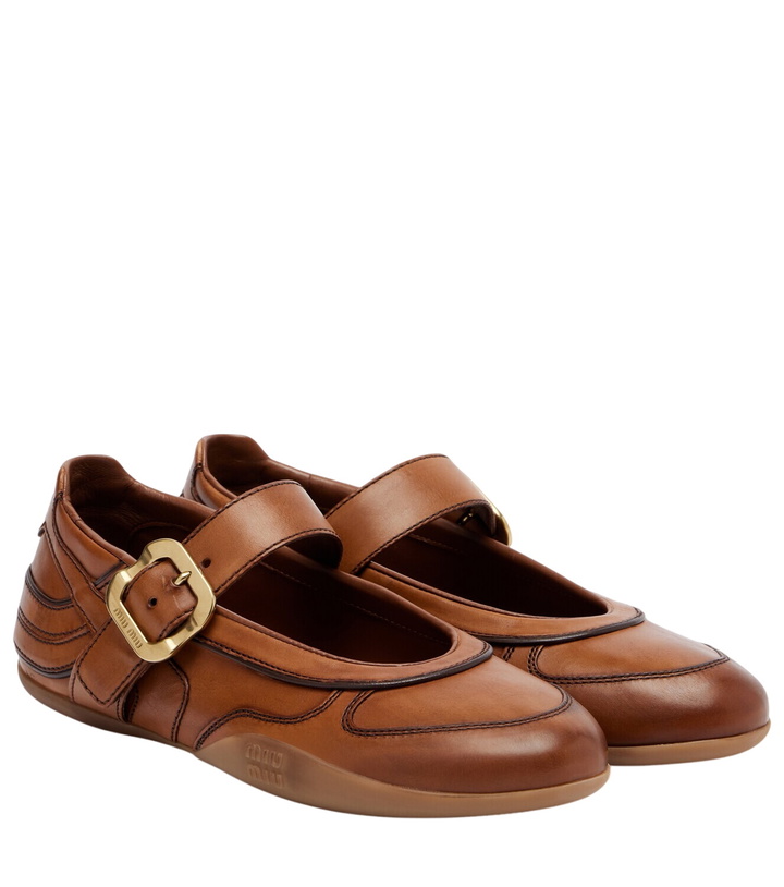 Photo: Miu Miu Gymnasium leather Mary Jane flats