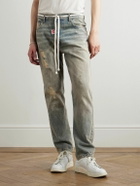 RRR123 - Fathers Way Slim-Fit Straight-Leg Belted Distressed Printed Jeans - Blue