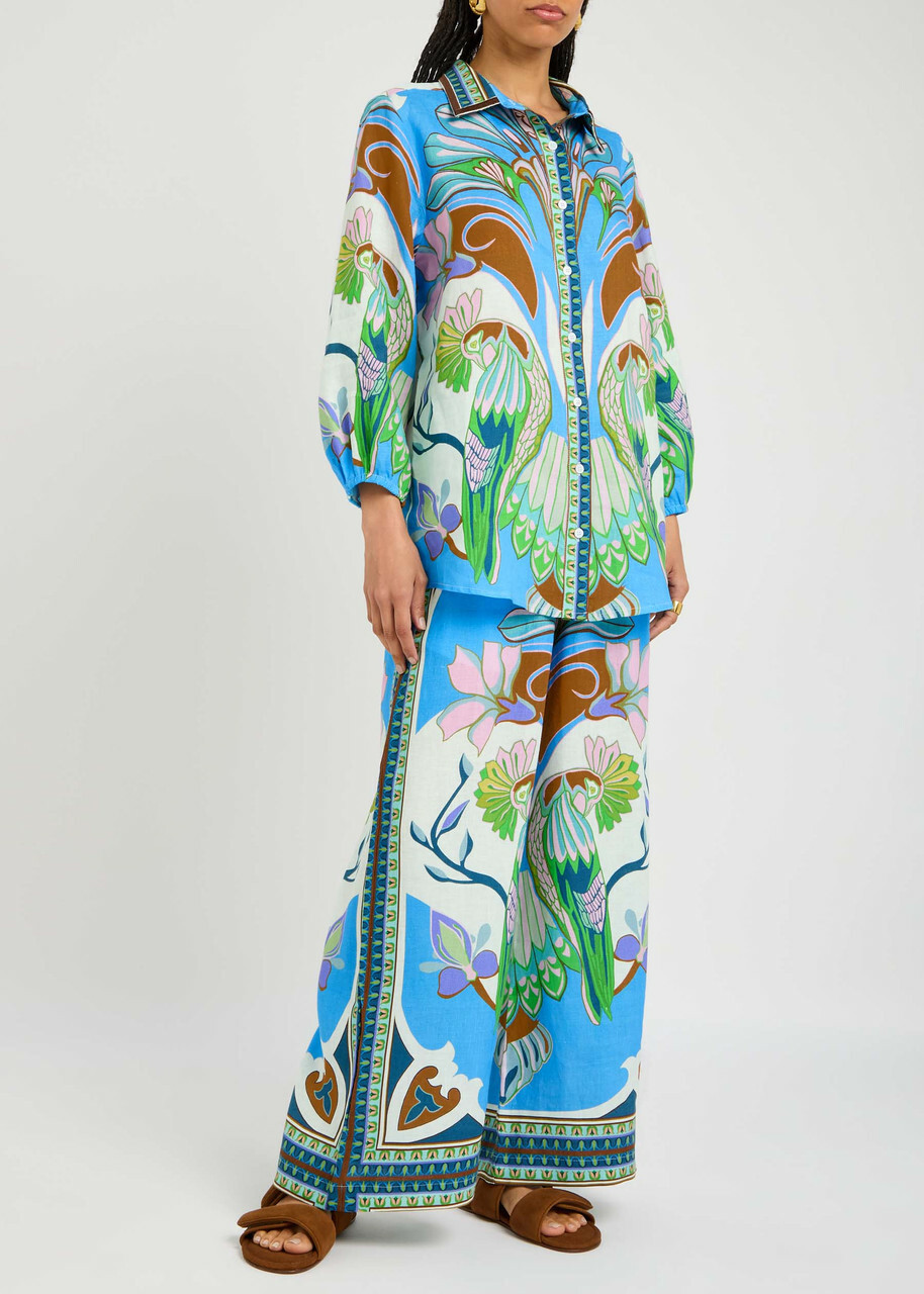 Lug Von Siga Franzie Printed Linen Shirt Blue