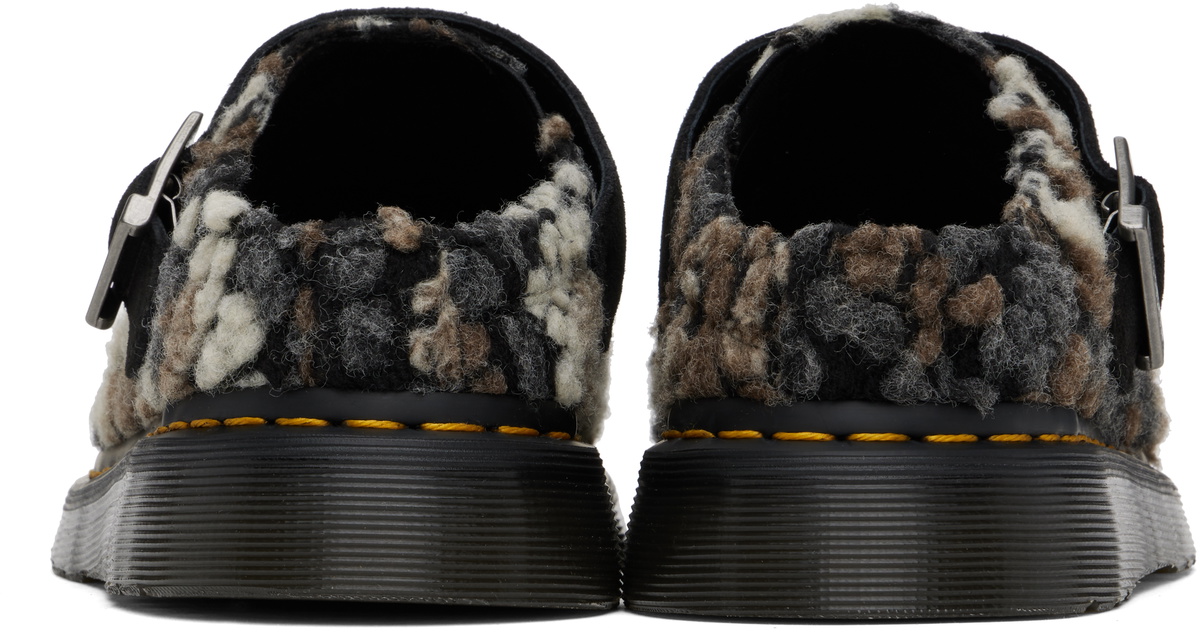 Dr. Martens Black & Brown Isham Crochet Wool Mules Dr. Martens