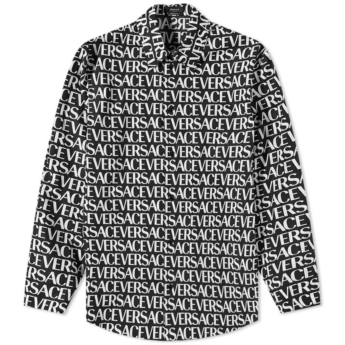 Versace Men's Repeat Logo Shirt in Black Versace