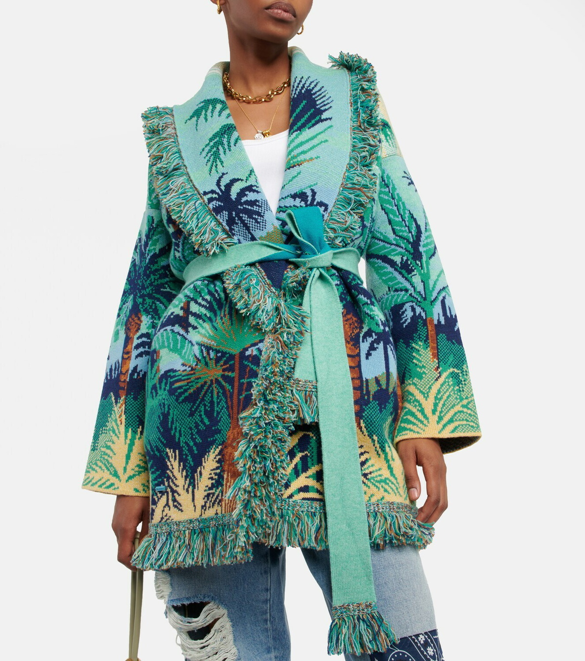 Alanui - Natural Sanctuary cashmere jacquard cardigan