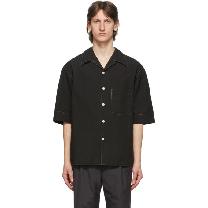 Photo: Lemaire Black Convertible Collar Shirt