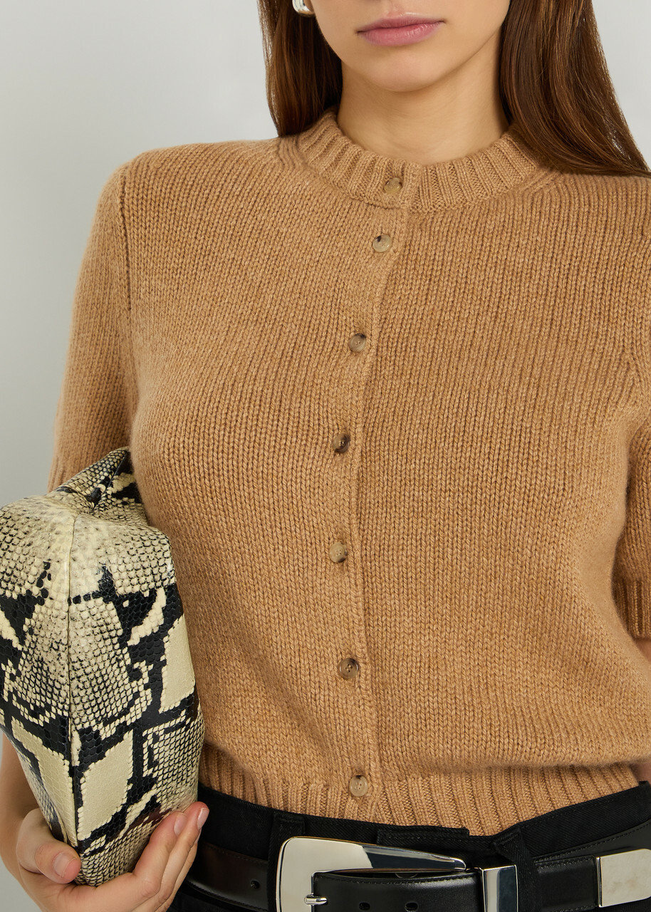 Khaite Nora Stretch-cashmere Cardigan Light Brown Khaite