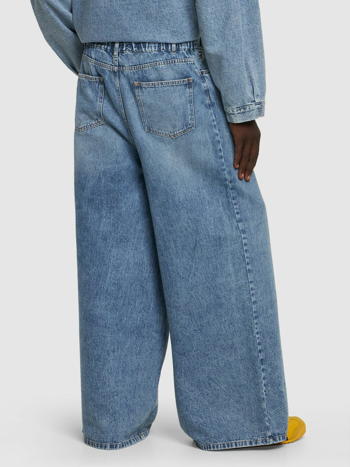Wide Leg Cotton Denim Jeans