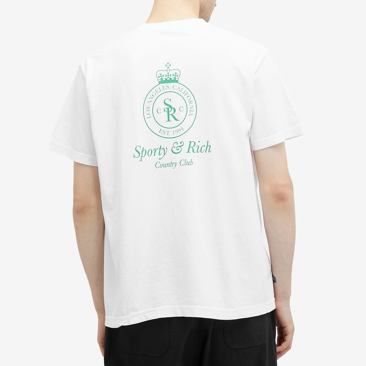 Sporty&Rich| (Crown Logo T-Shirt - White/Verde (TO042S4 Sporty & Rich Men's Crown Logo T-Shirt in White/Verde Sporty