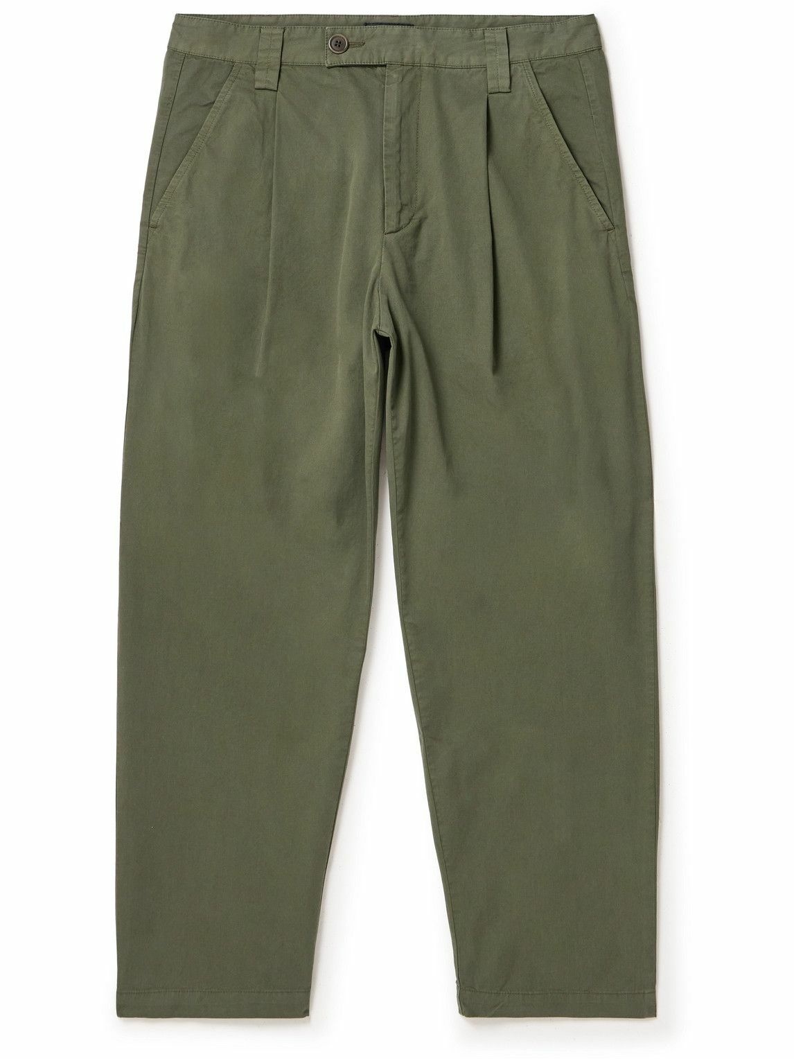 Photo: A.P.C. - Renato Tapered Pleated Cotton-Twill Chinos - Green