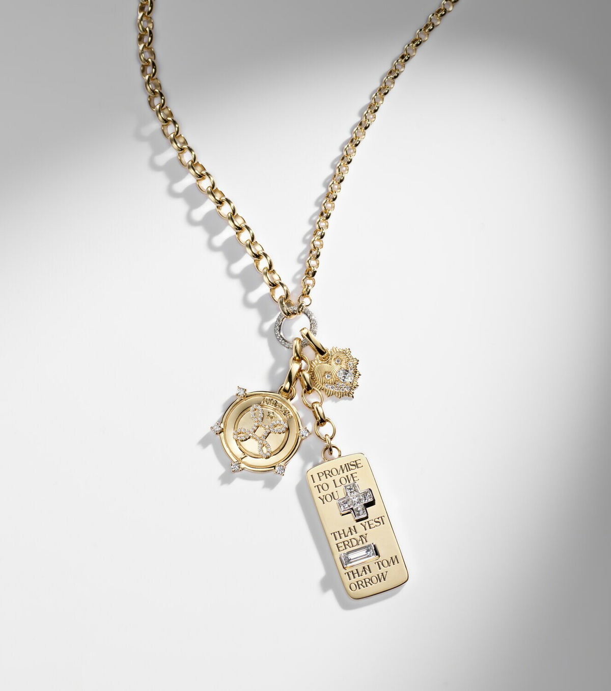 FoundRae Promise 18kt gold pendant necklace with diamonds
