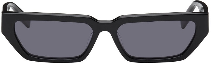 Photo: MCQ Black Straight Top Cat-Eye Sunglasses