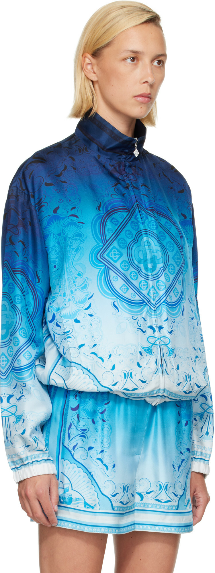 Casablanca Blue Gradient Egyptian Rug Silk Track Jacket