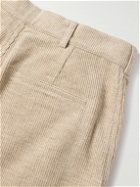 De Bonne Facture - Balloon Barrel-Leg Cotton and Linen-Blend Corduroy Trousers - Neutrals