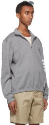 Thom Browne Grey Double-Face Funnel Neck Half-Zip Sweater