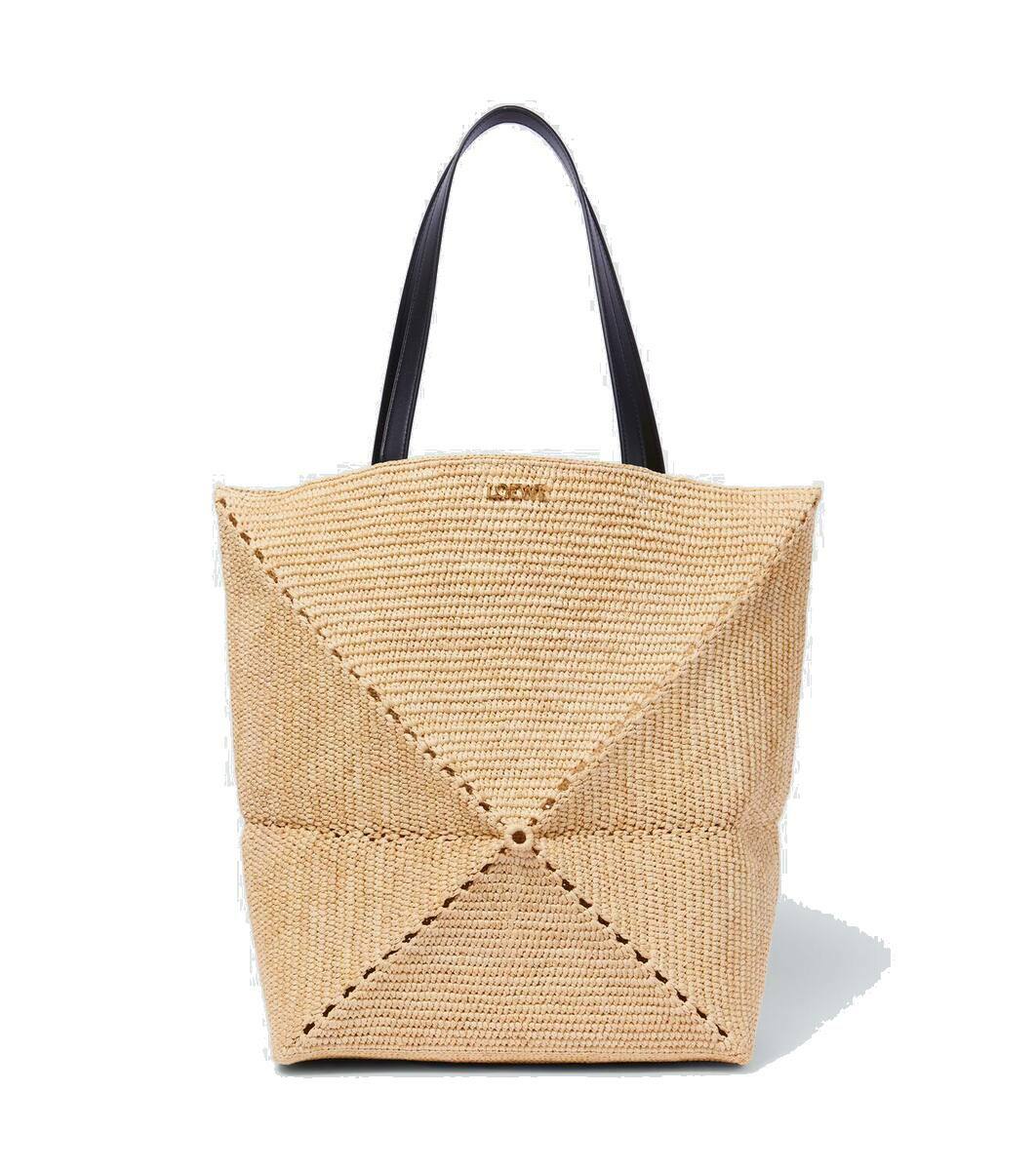 ■LOEWE■Paula's Ibiza Puzzle Fold ラフィア トートバッグ Paula's Ibiza Puzzle Fold ラフィア トートバッグ レザートリム