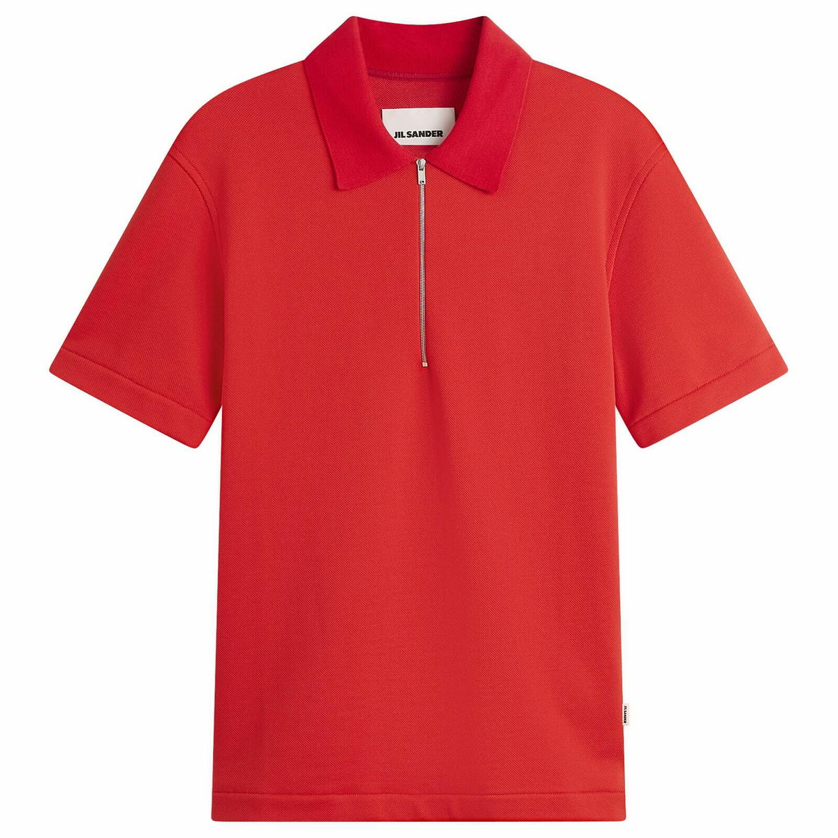 Jil Sander Men's Zip Short Sleeve Polo in Flame