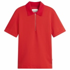 Jil Sander Men's Zip Short Sleeve Polo in Flame