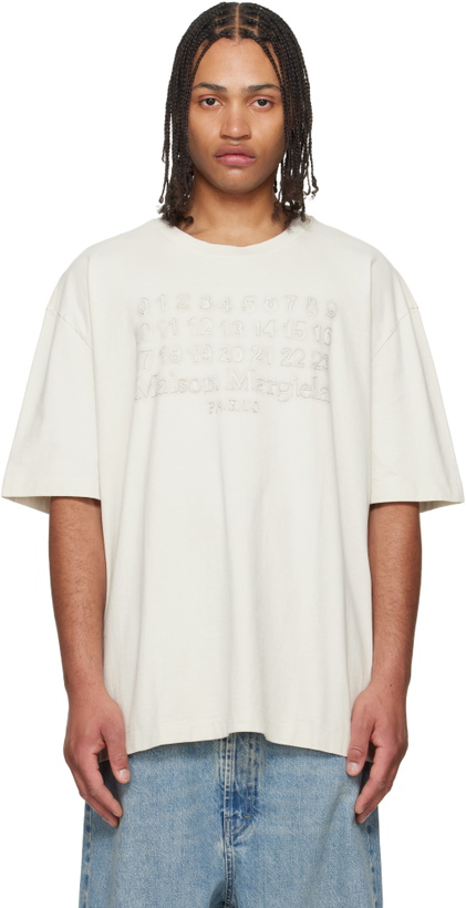 Photo: Maison Margiela Off-White Embroidered Logo T-shirt