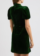 Kitri Josette Cut-out Velvet Mini Dress Dark Green