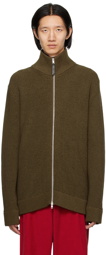 Maison Margiela Green Zip-Up Sweater