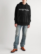 Givenchy - Logo-Flocked Printed Cotton-Jersey Hoodie - Black