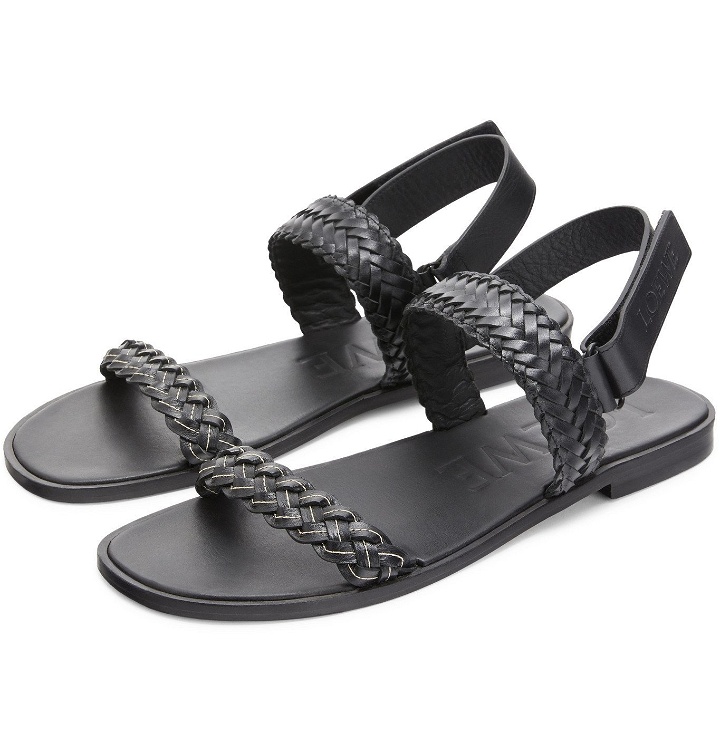 Photo: Loewe - Paula's Ibiza Braided Leather Sandals - Black