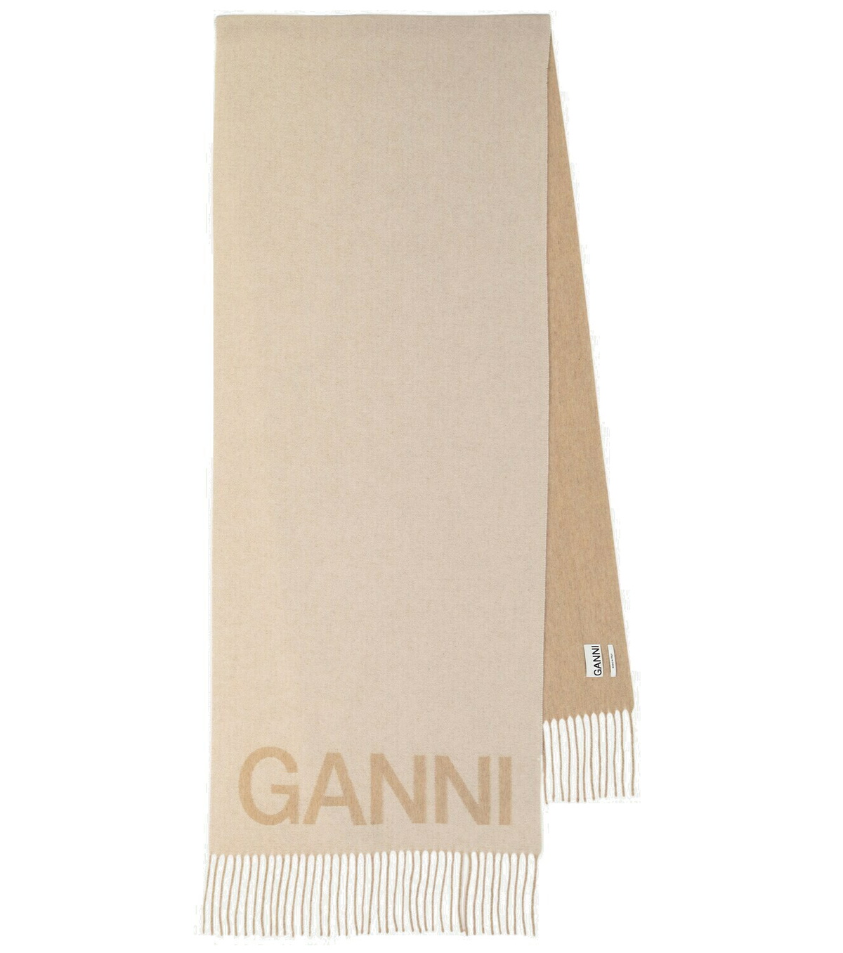 Ganni Fringed wool scarf GANNI