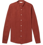 Boglioli - Grandad-Collar Linen Shirt - Red