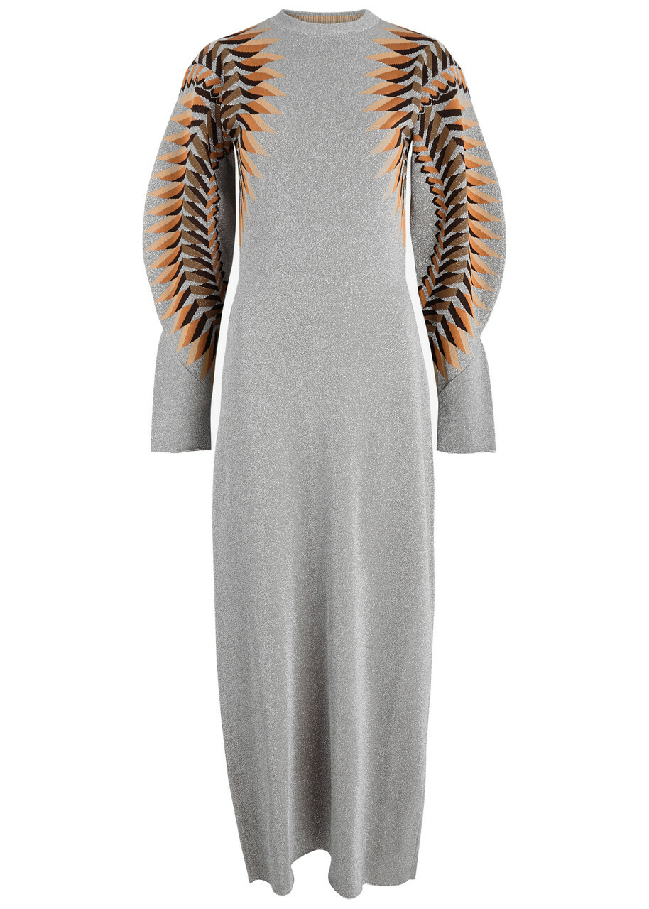 Rabanne Intarsia Metallic-knit Maxi Dress Multicoloured 1 Paco Rabanne
