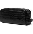 SAINT LAURENT - Croc-Effect Leather Wash Bag - Black