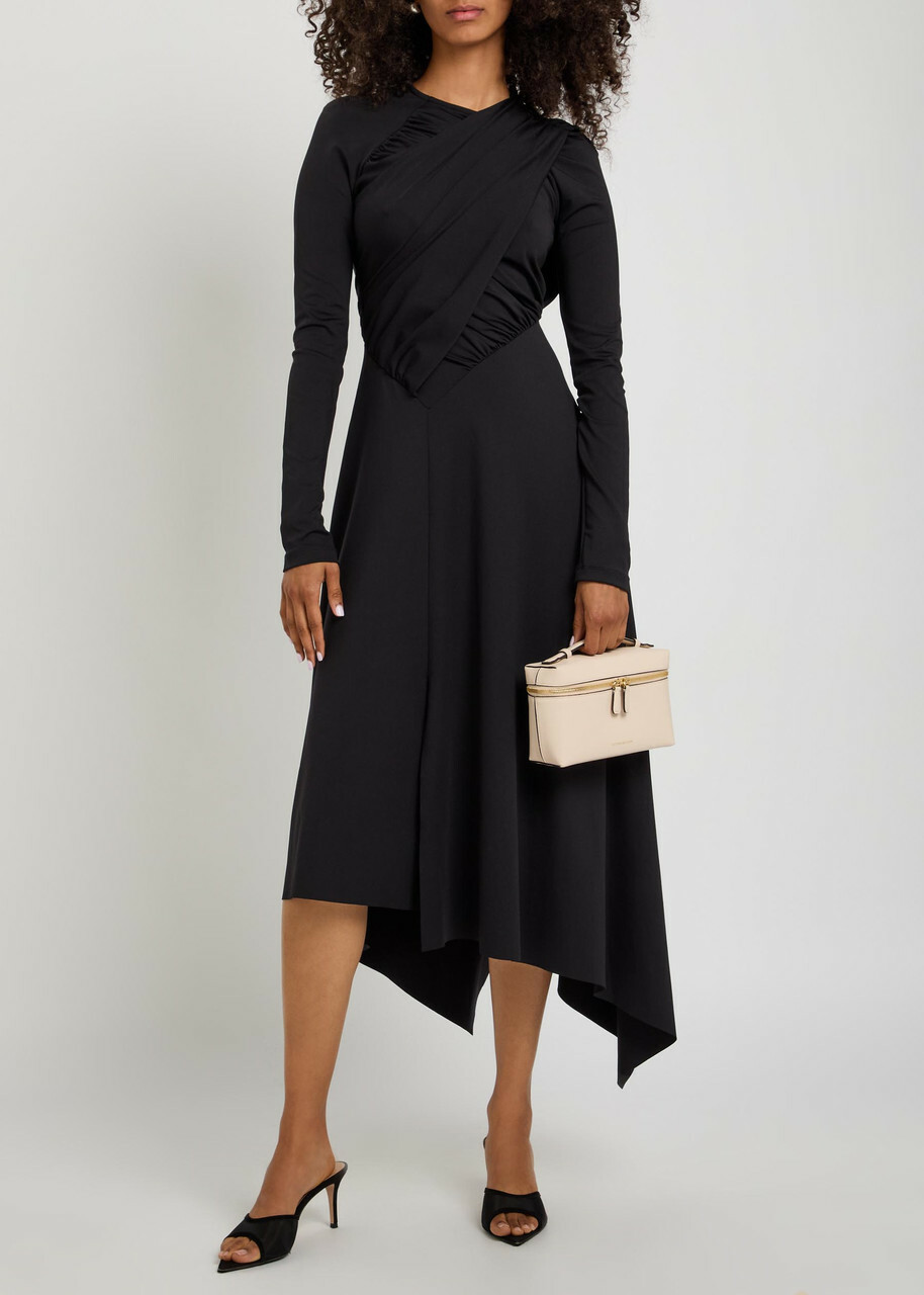 Victoria Beckham Draped Stretch-jersey Midi Dress Black